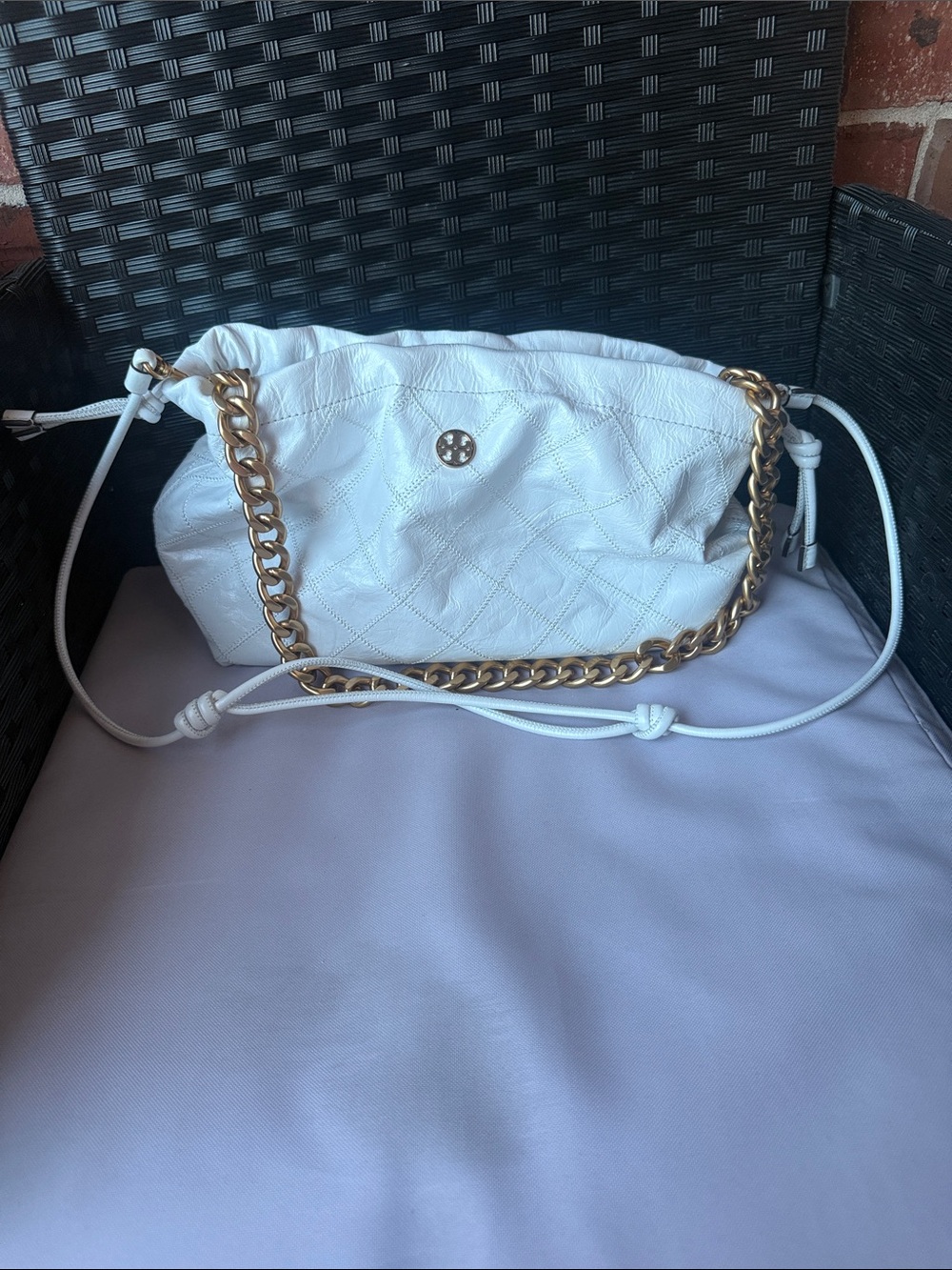 Tory Burch White Willa leather bag